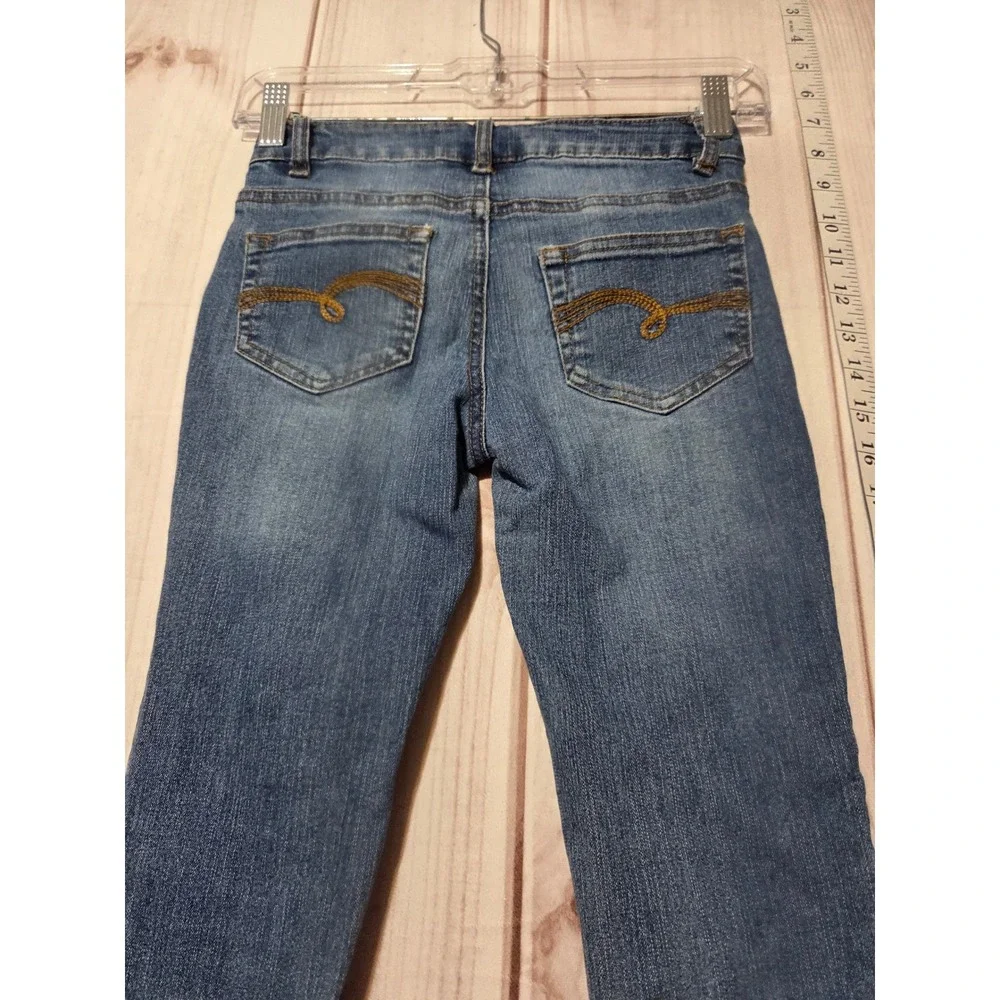 Justice Girls Size 10 Super‎ Skinny Jeans Blue Floral Paisley Print